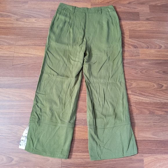 Frye and Co. Wide Leg Crop Trousers Pants Size XS Olive Green New - Picture 4 of 7